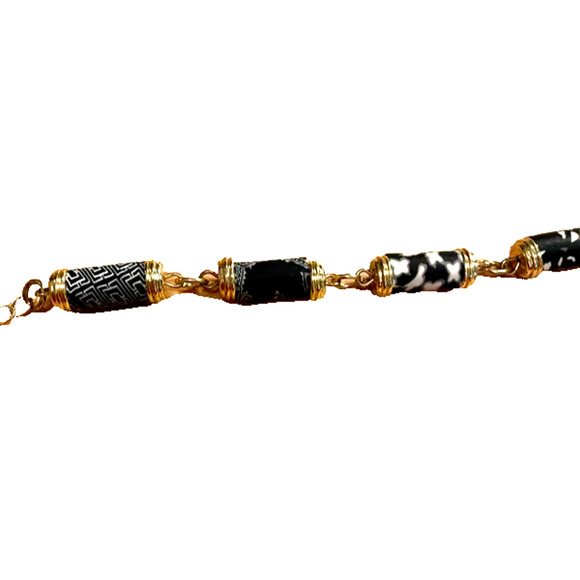 Rare JilZarah gold-tone bracelet with unique clay beads - Picture 1 of 7